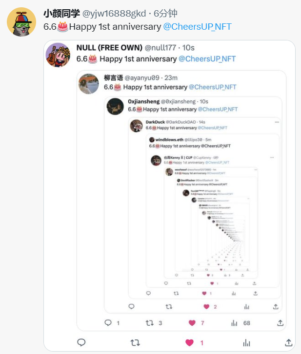 6.6🎂Happy 1st anniversary <a href="/CheersUP_NFT/">Cheers UP</a>