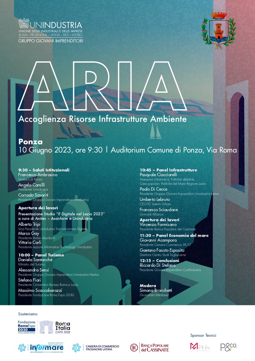 Accoglienza, Risorse, Infrastrutture, Ambiente: questi i temi al centro di #ARIA, il primo convegno del <a href="/GGIUnindustria/">Giovani Imprenditori Unindustria</a> sull'isola di #Ponza.

Per info ➡️ggilazio.it
#6giugno #GiovaniImprenditori #Unindustria