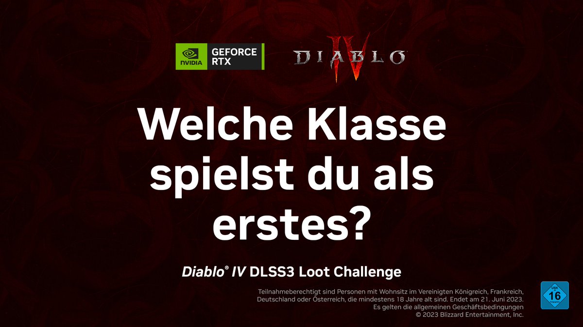 Diablo IV ist da! 

Um die Chance zu haben, einen fantastischen PC der GeForce RTX 40-Serie zu gewinnen, musst du nur:

1. Like und RT
2. Beantworte die Frage
3. Nutz beim Kommentar den Hashtag #DiabloIVDLSS3

<a href="/msigaming_de/">MSI Deutschland</a>  - <a href="/Diablo_DE/">Diablo DE</a>