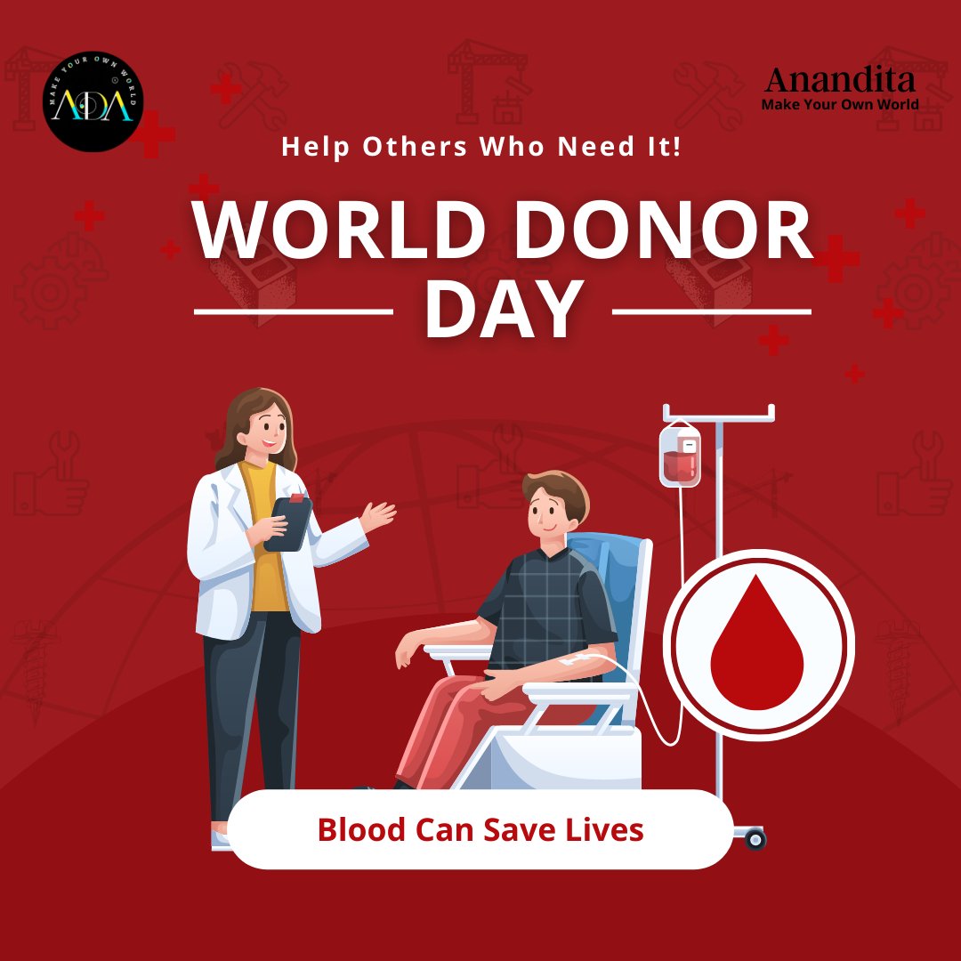 World Blood Donor Day: A single act of donating blood can be the lifeline that saves lives and spreads hope. 
#WorldBloodDonorDay #SaveLives #GiveBlood #DonateLife #SpreadHope #BloodDonationMatters #anandita #constructionmaterial #gharbanaogharbaithebaithe #makeyourownworld