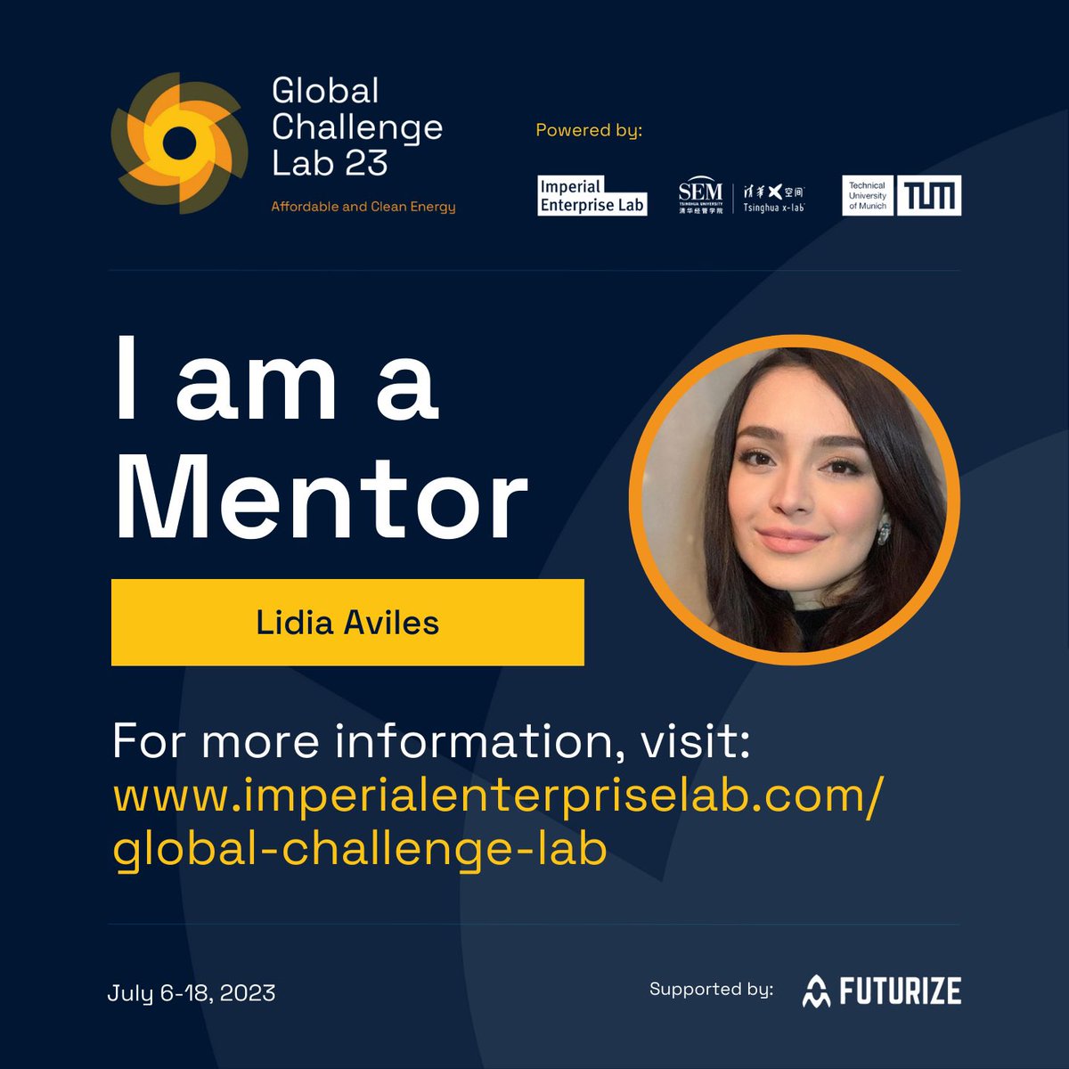 Delighted to be a mentor at the Global Challenge Lab 2023 powered by Imperial Entreprise Lab @Tsinghua_Uni , @TU_Muenchen and supported by @Futurize_Studio #GCL23 
Second year and counting 🥳 
👩🏻‍🏫👩🏻‍🔬👩🏻‍💻👩🏻‍🚀👩🏻‍⚖️ 

#innovation #entrepreneurshipeducation #education #sustainability 🌍