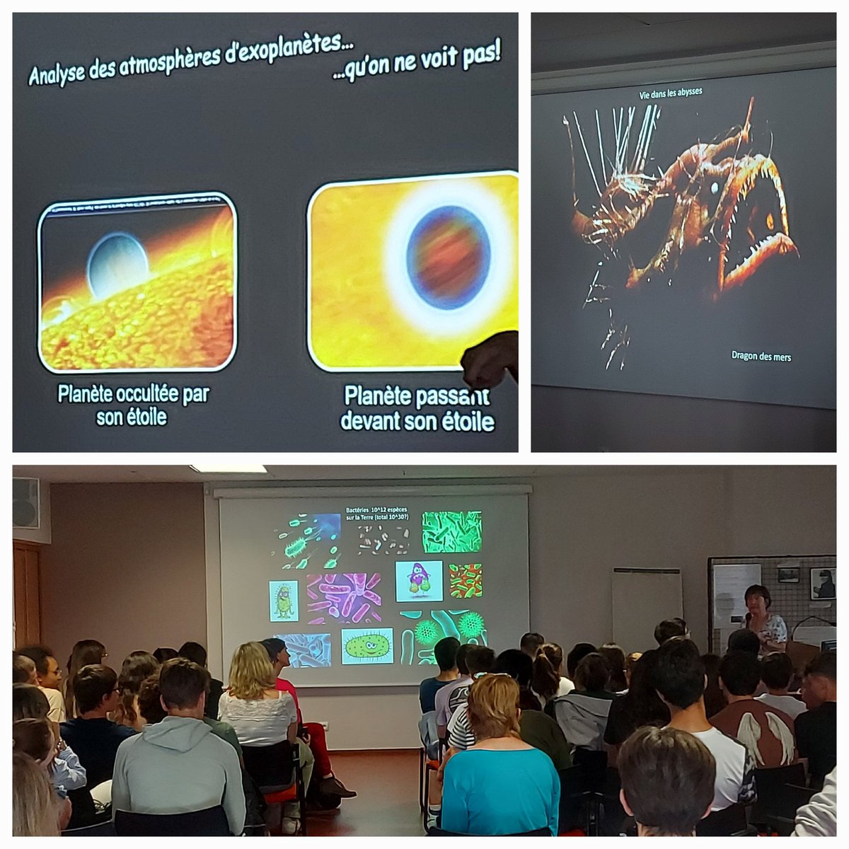 ✨Des 1ères #spéSVT &amp; #spéPhysique <a href="/LyceeFonsorbes/">Lycée Clémence-Royer</a> ont aussi eu la chance d'assister à 1 conférence de Sylvie Vauclair, astrophysicienne <a href="/UT3PaulSabatier/">UT3 Paul Sabatier</a> <a href="/IRAP_France/">IRAP / @IRAP@astrodon.social</a>
"De l'origine de l'Univers à l'origine de la Vie"
Merci encore Sylvie pour ce temps d'échanges ! 💫☀️ #astronomie