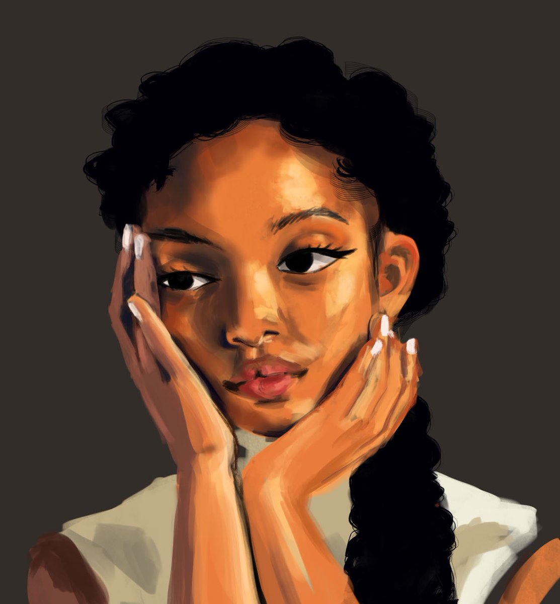 WIP #WIP don’t know how to draw hands and faces lol #artmoots any suggestions? #dailyart #photoshop #portrait #Pinterest #digitalart #digitalpainting #arttwt