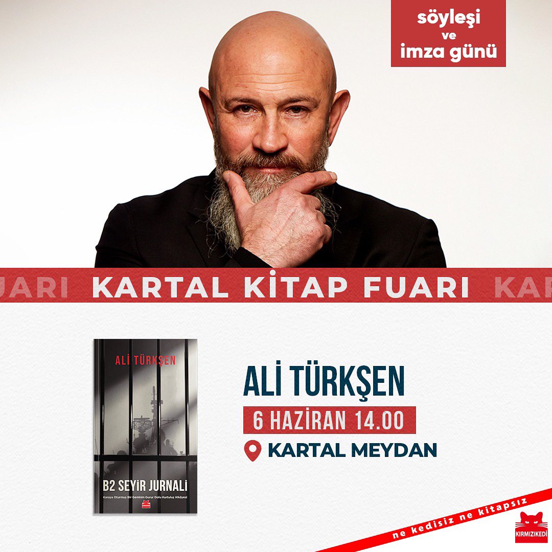 Yazarımız Ali Türkşen, bugün (6 Haziran Salı) Kartal Kitap Fuarı’nda okurlarıyla buluşuyor. 

📍 Kartal Meydan

🗓️ 6 Haziran Salı
🕑 14.00

Karşılaşmak dileğiyle… 
#kırmızıkedi #nekedisiznekitapsız #KartalKitapFuarı