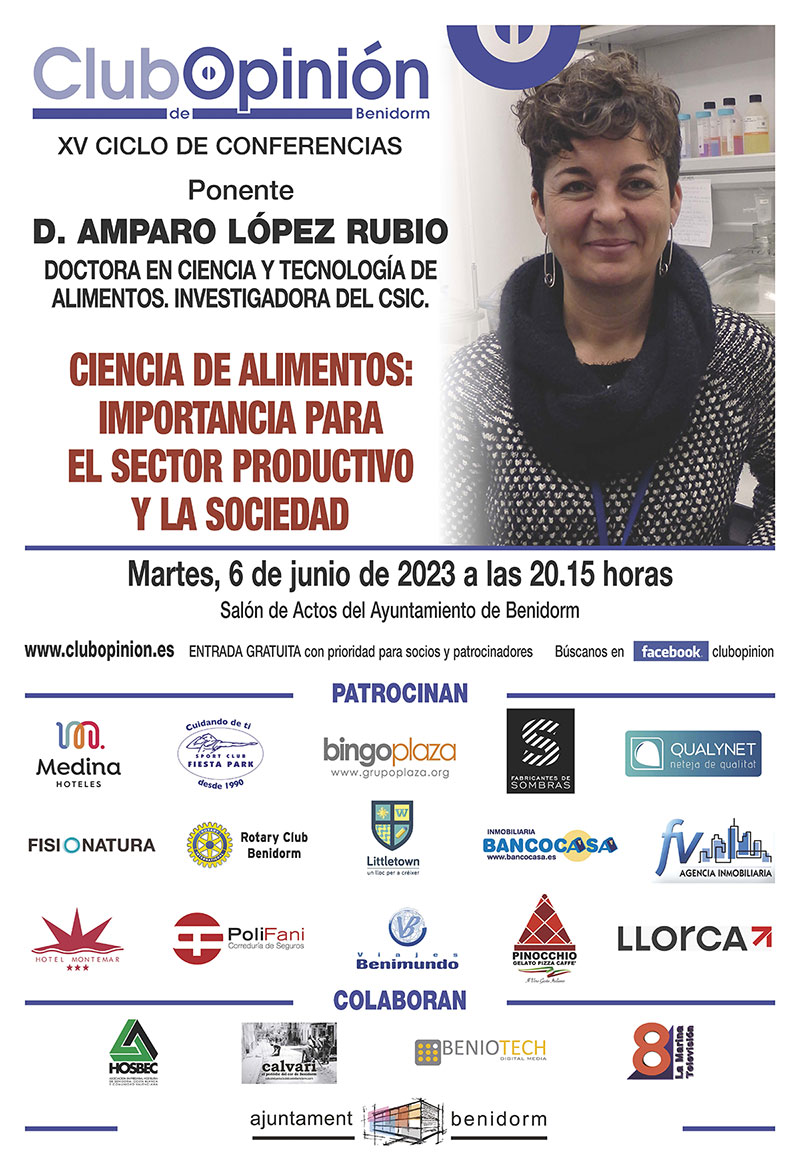 ClubOpinionBND's tweet photo. 📢Hoy conferencia!
👉"Ciencia de alimentos:  importancia para el sector productivo y la sociedad"  
👉Amparo López Rubio
@iata_csic 
6·JUN, 20:15h en #Benidorm
Organizada por @ClubOpinionBND 
#ciencia #alimentos #CSIC 
https://t.co/2k3YMc8prG https://t.co/my6MkvceIC