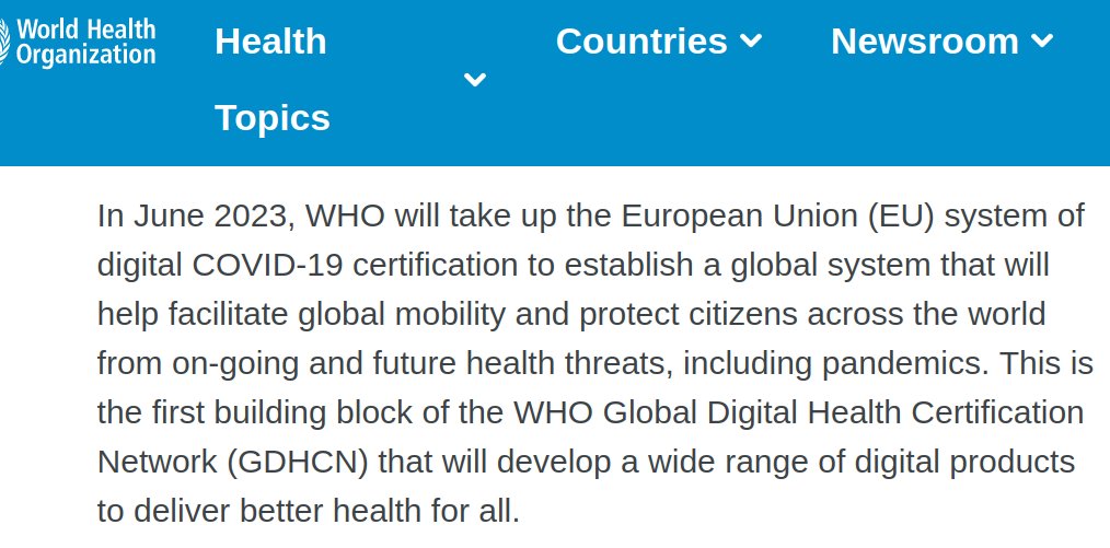 Impfzwang wird Dauereinrichtung – WHO übernimmt auslaufenden EU-Impfpass als weltweite Norm
 norberthaering.de/news/who-eu-co… 
Die WHO übernimmt die Infrastruktur des digitalen EU-Covid-Zertifikats als  dauerhaftes Modell. Der Zwang für alle  Reisewilligen, aktuelle Impfempfehlungen der…
