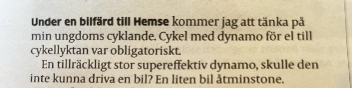 Lösningen på framtidens transporter (i alla fall för små bilar) presenterad i gårdagens Gotlands Tidningar.