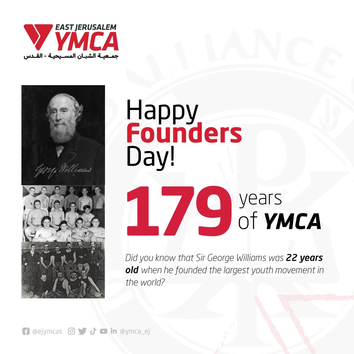 Happy Founders Day!
 
To mark this day, here is a fact that we don’t talk about too much: George Williams was only 22 years old when he founded the YMCA. If that means anything, it means that young people will change the world!

#YMCA <a href="/WorldYMCA/">World YMCA</a> #YMCAVision2030