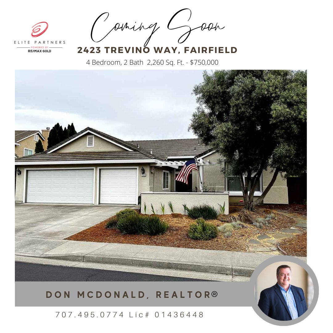 Navig8RE's tweet photo. COMING SOON: 2423 TREVINO WAY - FAIRFIELD
🛏 4 Bedrooms 🛁 2 Baths 📐 2,260 sq. ft. Price: $750,000

Call or text for more information 707.495.0775
Don McDonald
REALTOR https://t.co/inm5aM61Bo