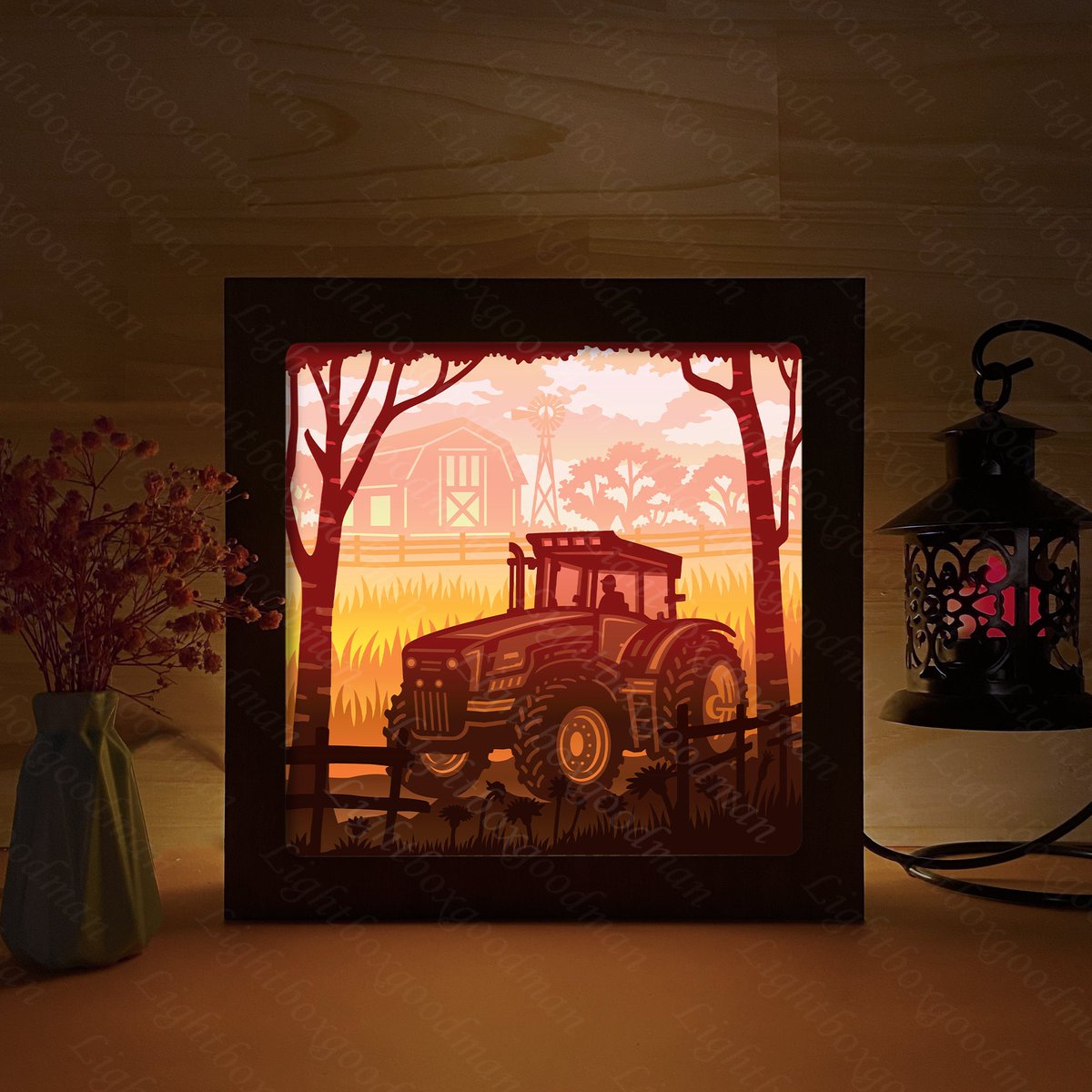 Excited to share the latest addition to my #etsy shop: Tractor Paper cut light box template, shadow box, 3D papercut lightbox svg file DIY, cutting Cricut, Shadow Box Paper Cut, Sillhouette etsy.me/42szJ0x #cardmakingstationery #3dtractorsvg #tractorshadowbox #