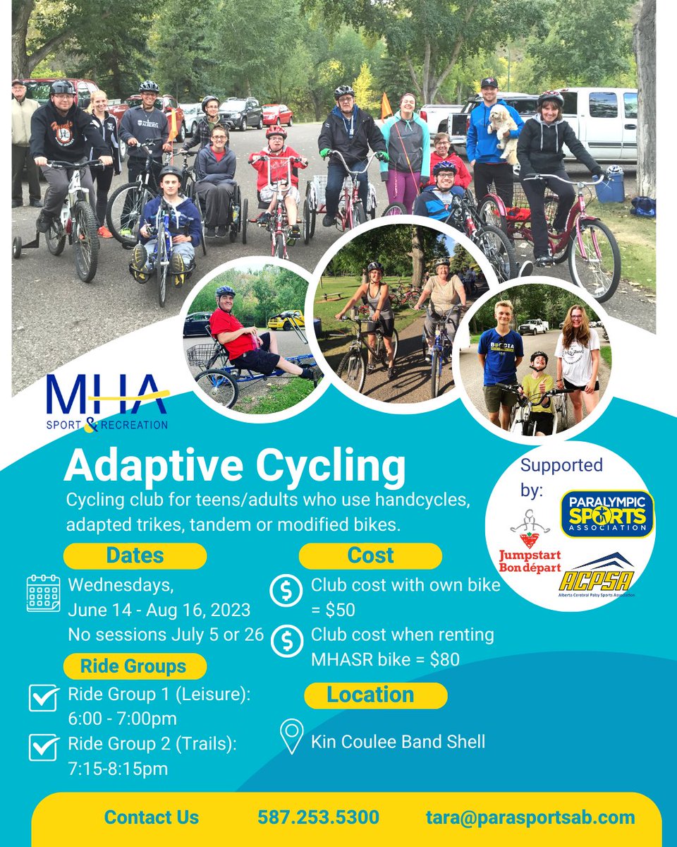 Get Outside ✅
Get Active ✅
Make New Friends✅

Still spots available for our Adaptive Cycling Program for teens/adults that happens on Wednesday evenings!

Register here: parasportsab.com/we-offer/medic…