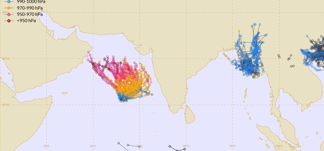 balaji25_t's tweet photo. CYCLONE BIPARJOY TO HAMPER MONSOON

A strong cyclone likely to spin up in Arabian Sea and ensembles indicating it will be STRONG CYCLONE moving towards Oman/Iran/Pak. This will take away bulk of moisture and therefore causing VERY WEAK ONSET in Telangana during June 14-17 ☹️☹️ https://t.co/bgOz4dF9Uy