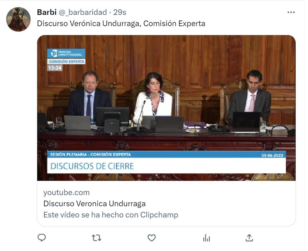 Comparto mi discurso en el pleno con el que concluimos la etapa de redacción del anteproyecto de nueva Constitución.  Agradezco profundamente a todas y todos los integrantes de la Comisión Experta por su compromiso por Chile y su generosidad conmigo

youtu.be/0uXVGsW31FI
