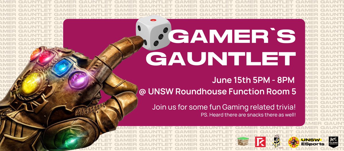 Into gaming and trivia? PCSoc, Esports Club, MCSoc, and RiotSoc are excited to bring you both this June 15 ✨not to mention we have snacks!