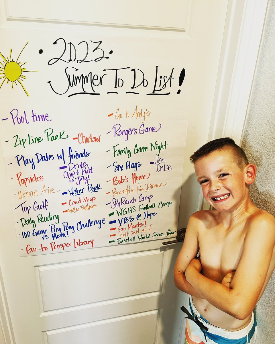 HeatherWainsco7's tweet photo. Finally made his Summer To Do List! I told Ledge he could name his top 25 things he wanted to do this summer and we would try our best!🤣
An additional one made it on the list last second♦️🤦🏻♀️♣️🃏. #fatherschild
#shouldibeconcerned https://t.co/iGSPoJTU8N