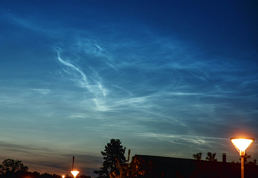 The noctilucent clouds (NLCs) has begun appearing, visible from Denmark.