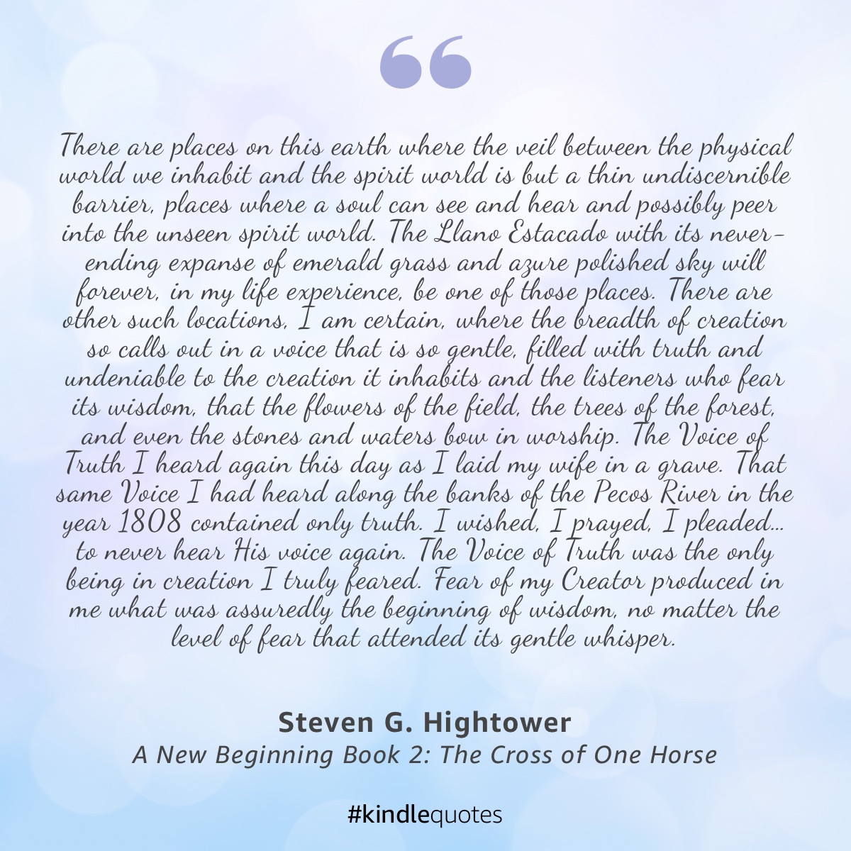 Quote From Book 2: The Cross of One Horse

amazon.com/New-Beginning-…