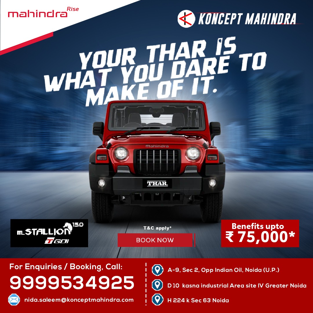 Get ready to unleash your spirit of adventure with the #MahindraThar🚘. Designed to tackle the toughest terrains and provide an exhilarating driving experience, the Thar is the ultimate companion for those who dare to explore the great outdoors.
.
.
👉 Book a #TestDrive now!