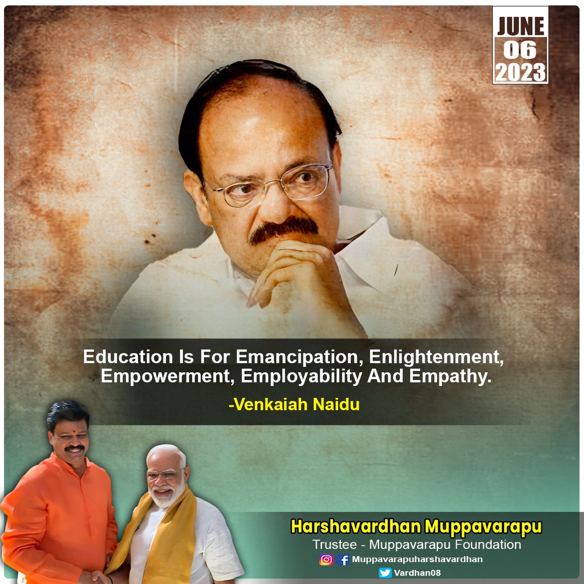 Education Is For Emancipation, Enlightenment, Empowerment, Employability And Empathy.

- #VenkaiahNaidu