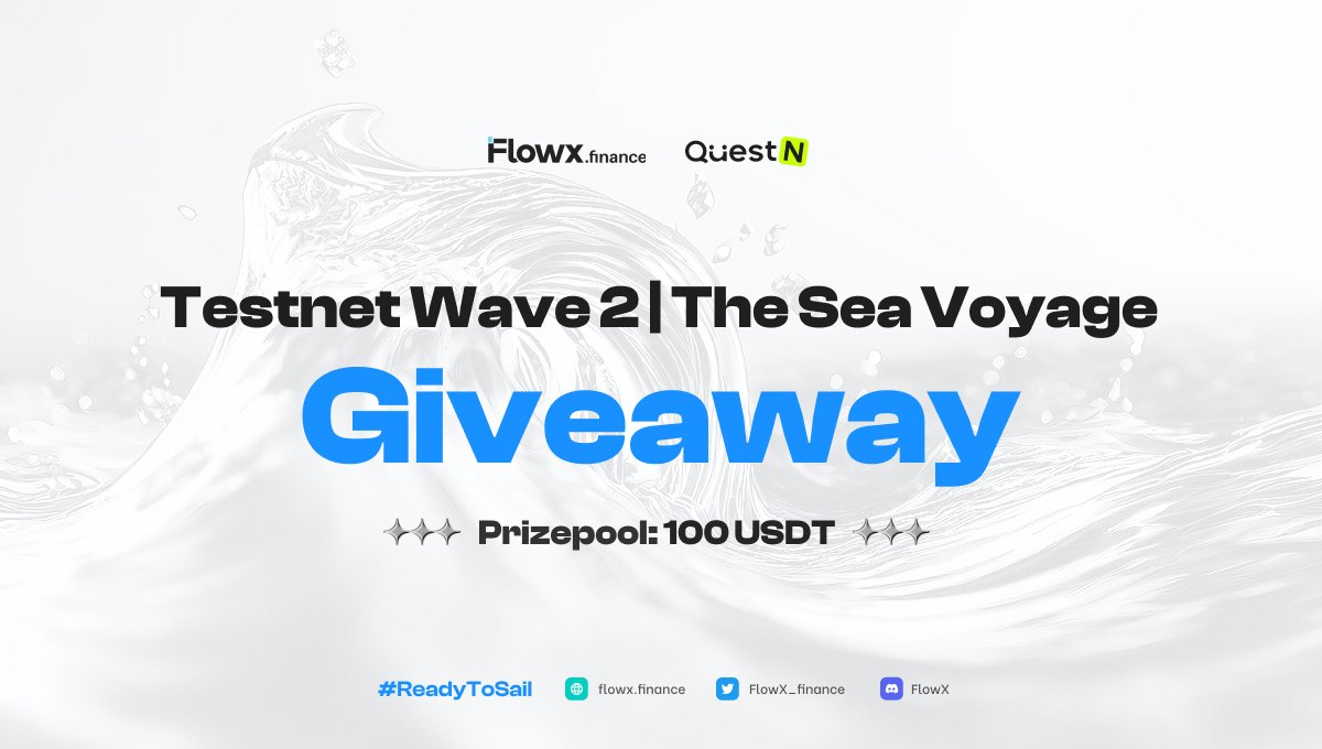 To Celebrate The FlowX Testnet 2 | The Sea Voyage 🌊

All riders complete quests &amp; join the Testnet (testnet.flowx.finance/swap) for a chance to win:

🎁$100 USDT prize pool

⏰Jun 6th - Jun 11th, 2023

👉Quests here: app.questn.com/quest/78023232…

#FlowX #Sui