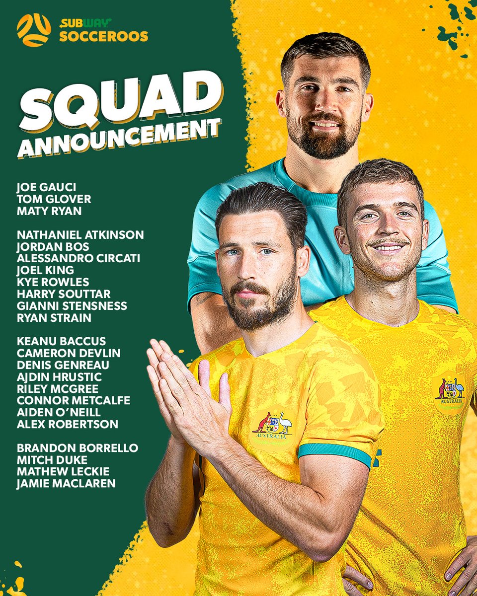 Our squad is in for our rematch with Argentina! 💪

📰 Read more: bit.ly/JuneARGsquad

🇦🇷 v 🇦🇺: 15.6.23, 10pm AEST

#Socceroos #ARGvAUS