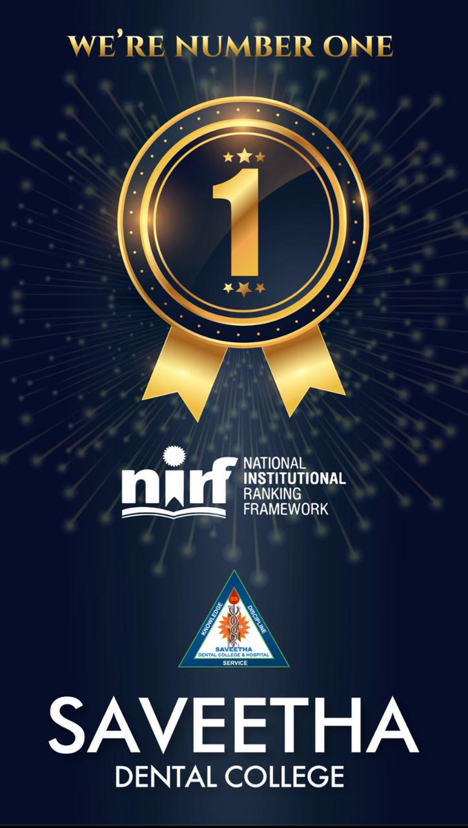 NIRF Ranking 2023 - Saveetha Dental College ranked 1st , retaining its top spot for the second consecutive year #Ranking #NIRFRankings2023
