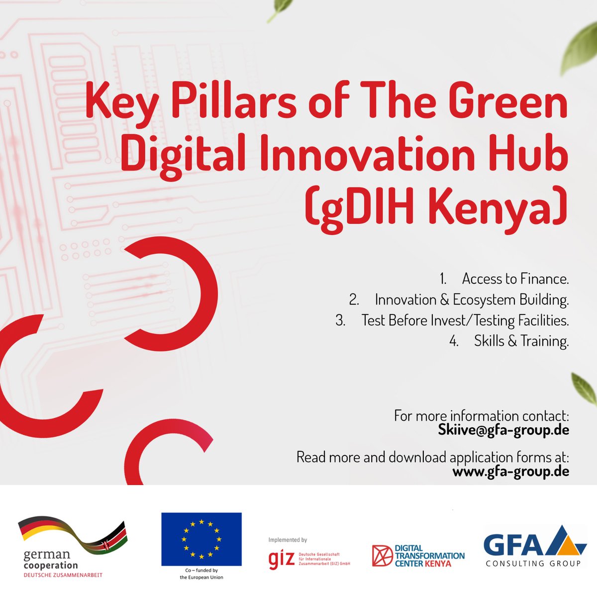 🗓️ Mark your calendars! The deadline for submitting proposals for the #gDIHKenya is approaching. Submit your proposals by June 16, 2023, and help shape Kenya's digital transformation journey. @DTC_Kenya @giz_gmbh @EU_Partnerships gfa-group.de/news/CALL_FOR_…