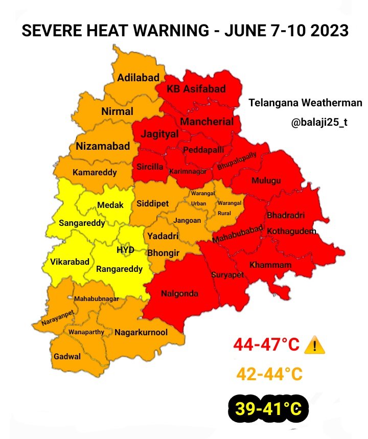 Telangana Weatherman On Twitter SEVERE HEAT WARNING FOR EAST TS Next 