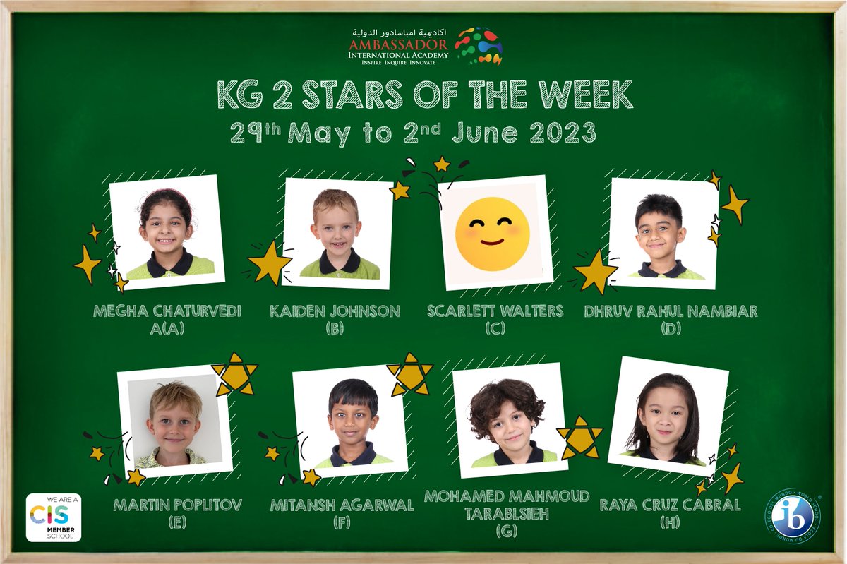 Congratulations to all our ⭐️ Stars of the Week📷 in the KG.  

#AIADubai #AIACommunity #AIAStarsoftheweek #AIAKindergarten #AIAEarlyYears #ibschool #ibeducation #dubaischools #dubaieducation