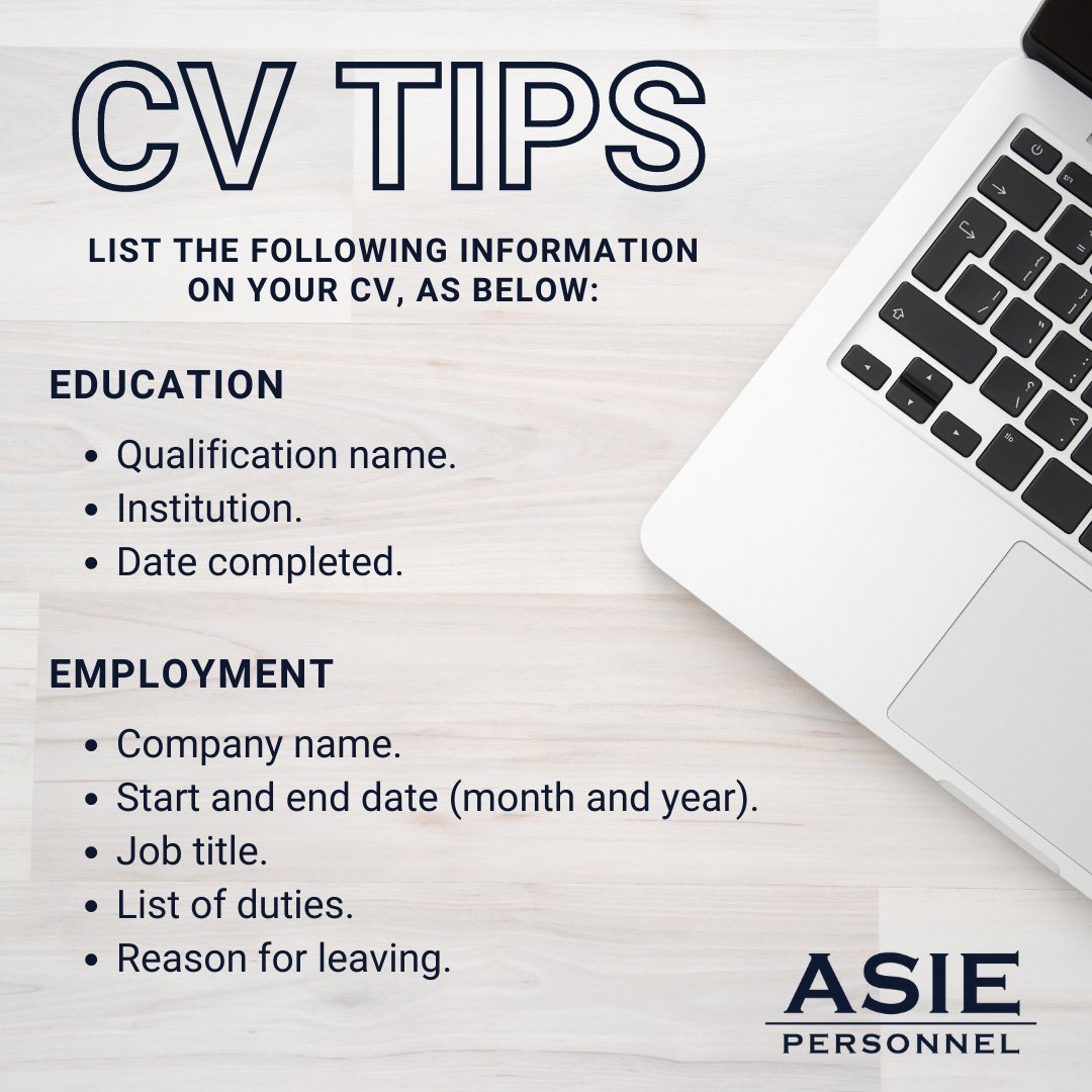 AsiePersonnel's tweet photo. #CVTip: Write a CV that stands out. Your CV is the first impression.
Ensure your contact details have been updated, along with dates and reasons for leaving each employer.
Download a FREE professional CV template click here: https://t.co/tebdly8ePh
#asiepersonnel #CVtemplate https://t.co/ryZKhk4mrD