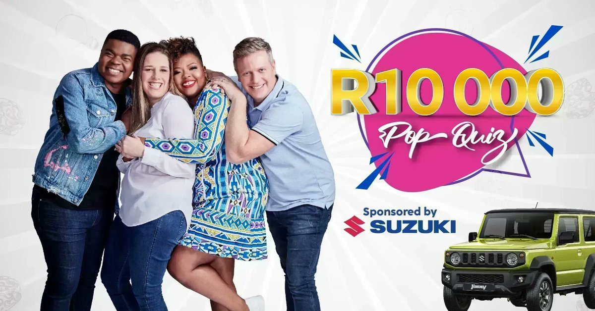 #R10000PopQuizOn947
10 Questions. 60 Seconds. R10,000 is up for grabs! 

Play the R10,000 Pop Quiz with @Suzuki_ZA 

Enter TODAY >> buff.ly/43mXZCF 

Suzuki turns everything into a fun adventure. 

#AneleAndTheClubOn947 #SuzukiSA