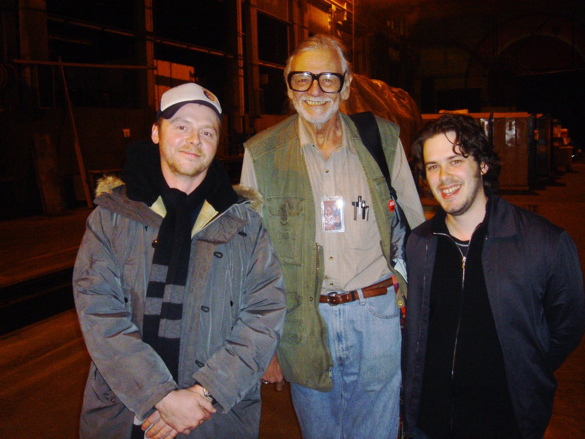 George A. Romero, Simon Pegg and Edgar Wright, 2005.