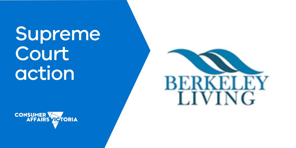 We've filed a legal application in the Supreme Court of Victoria to recover in-going contributions paid by former residents of Berkeley Living Retirement Village. More: consumer.vic.gov.au/latest-news/su…