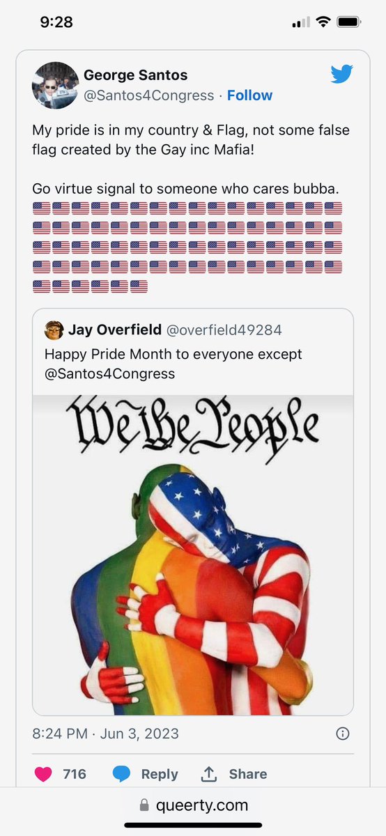 So I guess this means I’m in the Gay Inc Mafia now..? 😆 My <a href="/LoveIsLoveArt/">LoveIsLoveArt</a> #bodypaint pissed off George Santos lol