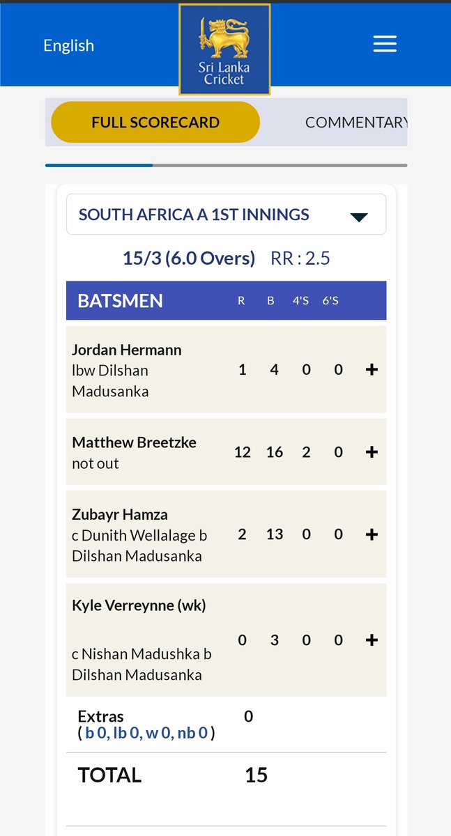 2nd Unofficial ODI
SA bat 1st
15/3

Dilshan Madusanka on 🔥
#SLATeam