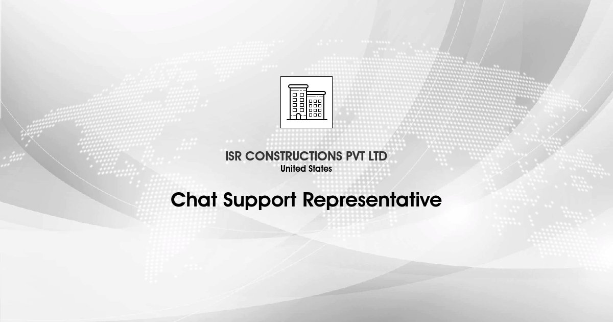 ComHired's tweet photo. Hiring :  Chat Support Representative - ISR CONSTRUCTIONS PVT LTD: We are happy to announce that we are searching for a talented co-worker who is ready to start working as a Chat support representative. As our future employee, you can ... https://t.co/plsXNZ3DGK https://t.co/NvpCud4AzF