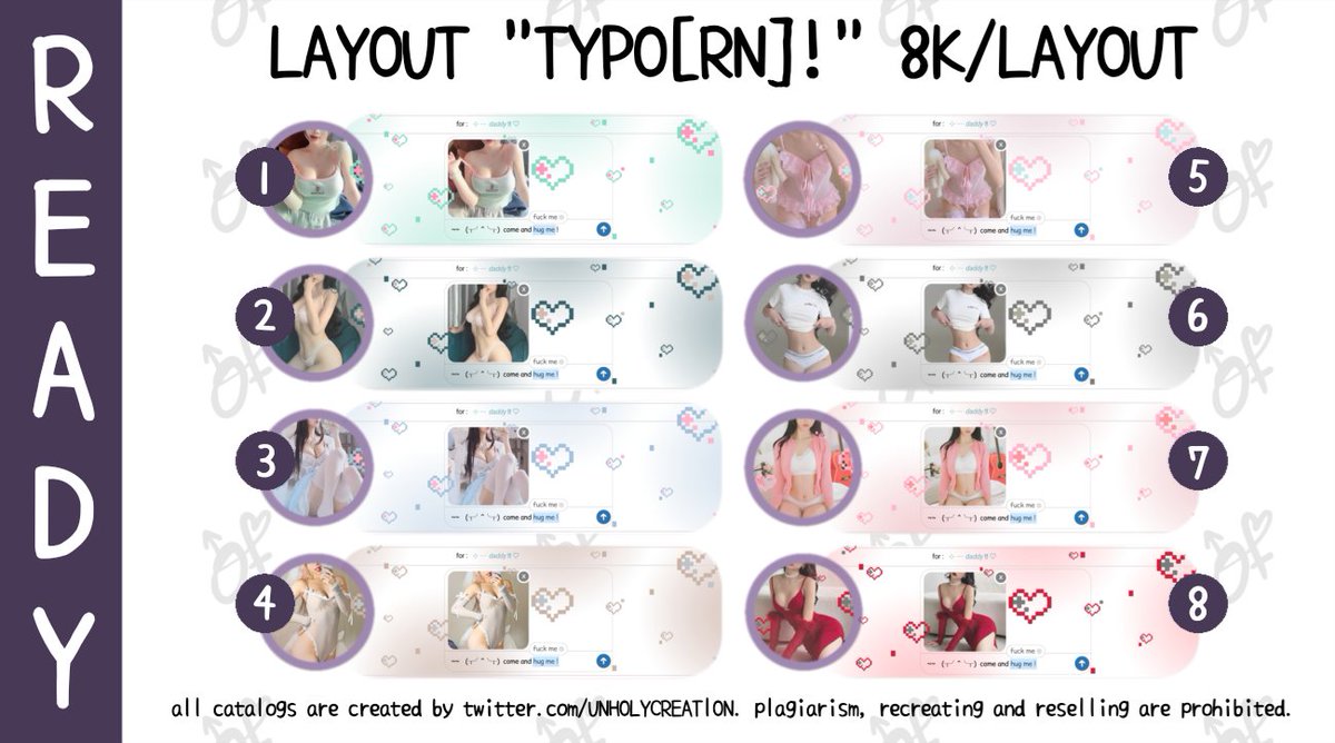 HELP RT PLEASE? 

TW // NSFW

Aku ada ready stock layout ciwi cekci harganya 8k/layout, bole take langsung via dm. payment via qris #zonauang #zonaba