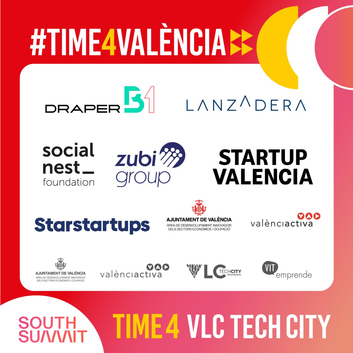 ¡Esta semana estaremos en #SouthSummit23!

Del 7 al 9 de junio, demostraremos una vez más que es #Time4Valencia, junto a @draperb1_vc @lanzaderaes @ZubiGroup @Startup_VLC  @StartupsStar @valenciactiva_ @VLCTechCity @VITEmprende 

¡Te invitamos a visitar nuestro stand📍nº56!