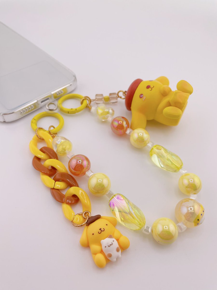 Aili527's tweet image. Pompompurin #phonecharm #phonechain  #bagaccessories #sanrio