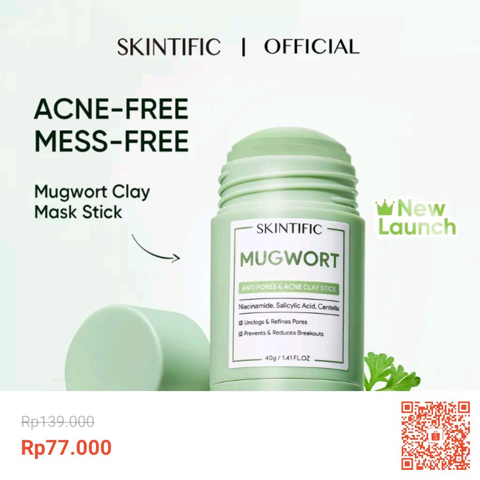 Zeizeita's tweet photo. Temukan SKINTIFIC Mugwort Clay Mask Stick Mask Cleansing Clay Masker Wajah Travel Friendly for Kulit Sensitif 40g dengan potongan 45%! Hanya Rp77.000. Dapatkan segera di Shopee! https://t.co/QOTUuLMbBu #ShopeeID https://t.co/0hyALYJO42