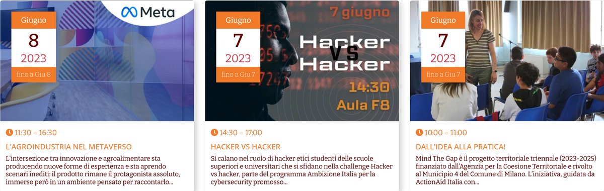 Eventi in programma ➡️mondodigitale.org/eventi 1⃣ #Milano Dall'idea alla pratica #Mindthegap @ComuneMI @ActionAidItalia @jaItalia 2⃣ #Fisciano #HackervsHacker @UniSalerno #AmbizioneItaliaCybersecurity @microsoftitalia 3⃣ #Roma #VagoneFMD nel #metaverso con @Meta e @Agia_Cia