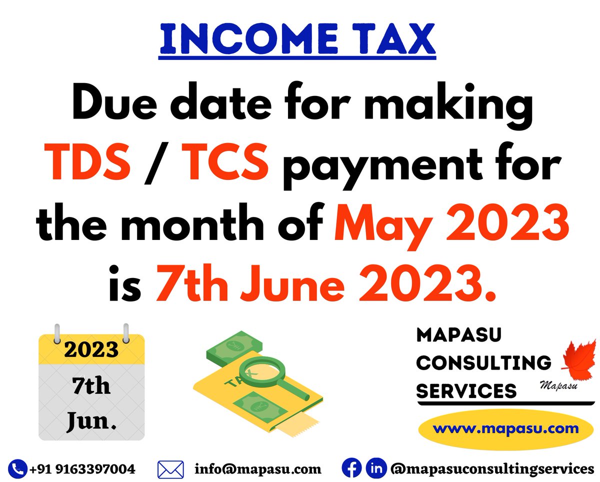 Due date of TDS/TCS payment for May 23
#incometax #incometaxreturn #incometaxindia #incometaxact #payment #tax #due #date #2023year