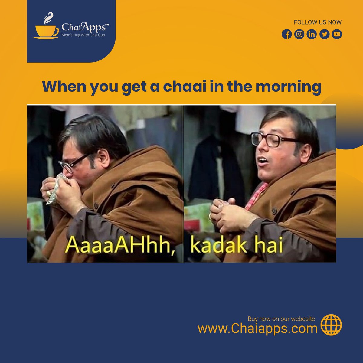 Kadak hai, it's time for morning tea! ☕️

ChaiApps Amazing offers visit your nearby outlet in the morning.📍

#TeaTime #GoodMorning #ChaiApps #nearbycafe #teacafe #tealover #cafes #teamems #herapherimemes #teatime #morning #teaoutlet #bestcafe
#teapatner #chaiapps #chaiappscafe