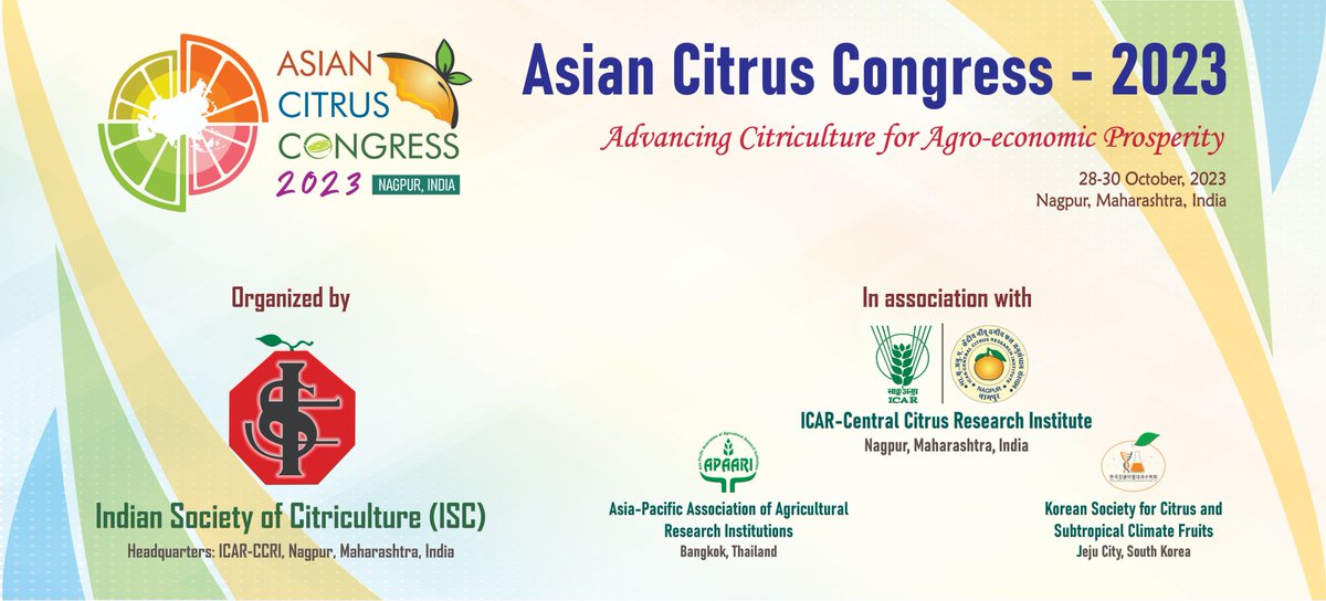 🍊 Save the date: 28-30 Oct 2023! 
Join us at Asian Citrus Congress-2023 (#ACC2023) in Nagpur, India. 
Explore 'Advancing Citriculture for Agro-economic Prosperity' with experts and stakeholders and engage in various networking opportunities.
Know more: bit.ly/45Lfk9Q