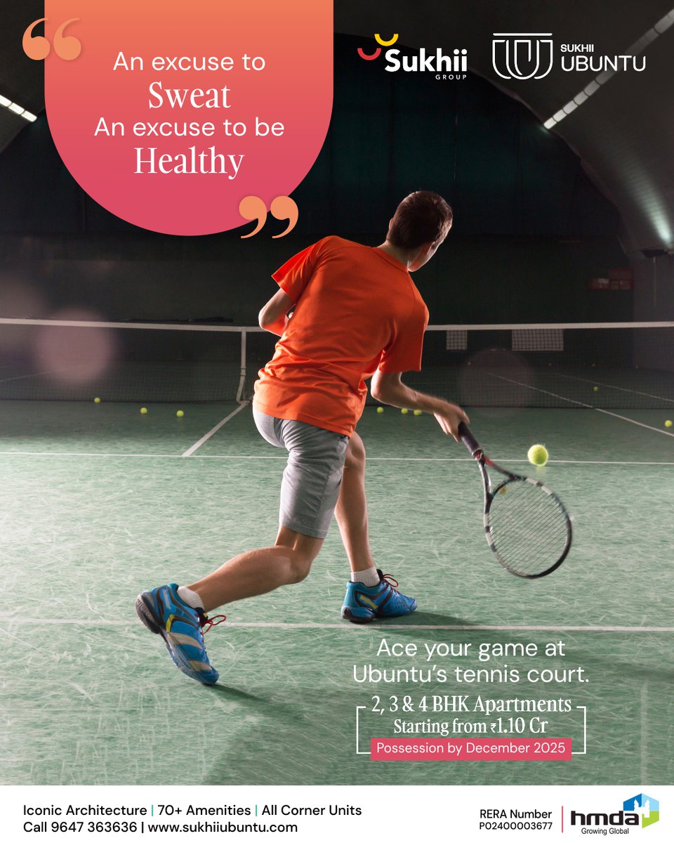 Ubuntu’s tennis court gives you the perfect reason to sweat out, enjoy and remain healthy. You can try a game even if you haven’t played one. We bet you’ll love it.

Contact us at 9647 363636

#SukhiiGroup #Ubuntu #RealEstate #home #GatedCommunity #TennisCourt #Sports