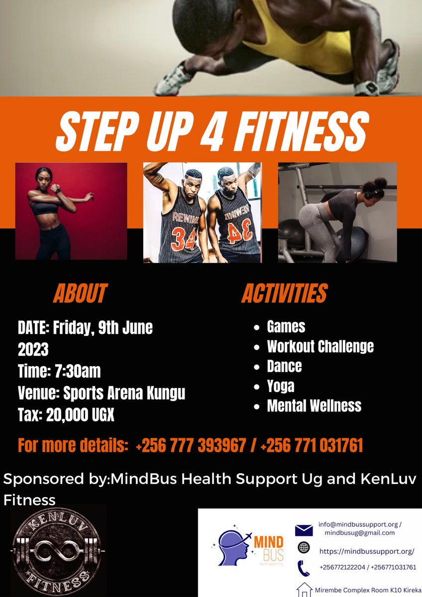 Exciting news! Join us on June 9th, 2023 at Sports Arena Kungu for a transformative physical exercise and mental wellness program! 🏋️‍♀️💆‍♂️Get ready for an impactful fun filled day. Don't miss😊🌟 #WellnessProgram #PhysicalExercise #MentalWellness #FunActivities