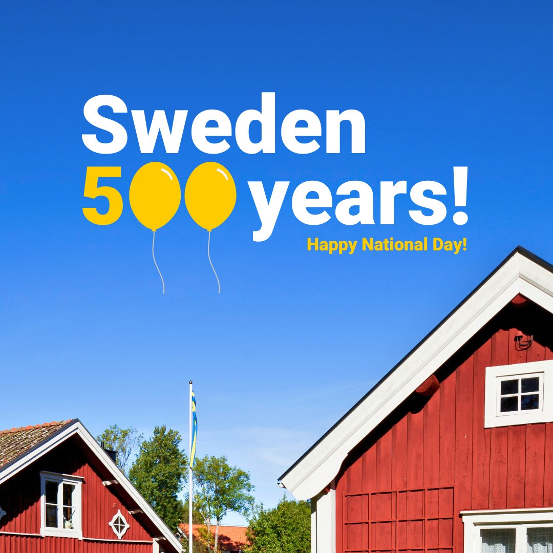 SwedeninEU's tweet photo. Glad Nationaldag!🇸🇪 Today we celebrate Sweden’s quincentenary – that’s 500 years! #celebratewithsweden #sweden500 https://t.co/ut3GkePbue