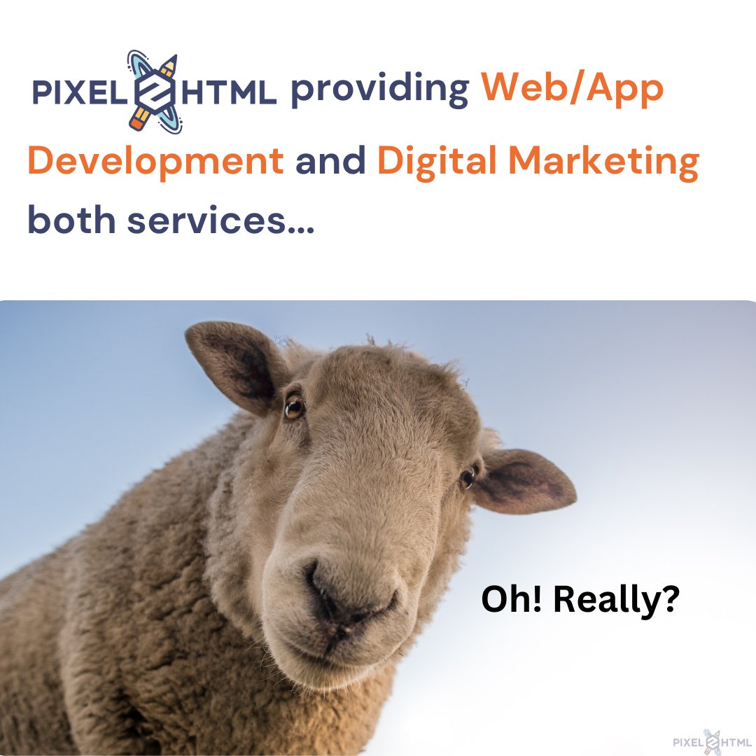 Pixel2HTML's tweet image. ๐ When you realize @Pixel2HTML does it all โ Web/App Development AND Digital Marketing! ๐๐ฑ๐ป
Visit: pixel2html.com for more info.
Contact us at hello@pixel2html.com for Web/App Development & Digital Marketing related quarries.
.
.
#pixel2html #webdevelopment #Memes