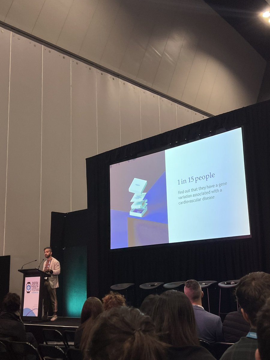 ‘1 in 4 people will have a heart attack by age 75’. Amazing genetic test from <a href="/EugeneLabs/">Eugene</a> to predict risk of #heartdisease. #DHF23 #heartattack #medtech