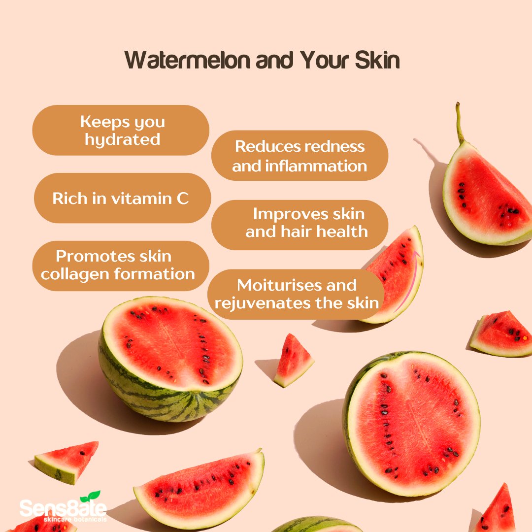 sens8ate's tweet photo. 🍉Watermelon has many benefits, whilst the Seeds are full of magnesium - helping to improve &amp; revitalise your skin's overall appearance!🌼

We have included Watermelon Seed oil in our Radiance Exfoliating Scrub &amp; Glow Face Serum.  💚

#sens8ate #watermelon #glow #serum #scrub https://t.co/tLNotyDMo7